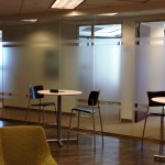 Decorative window film in a business space